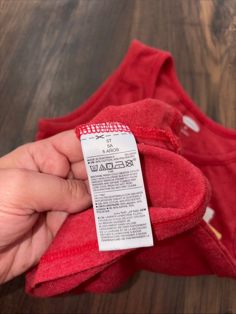 Old Navy Red Tank Top with Yellow 'Lost Sleeves' Patch